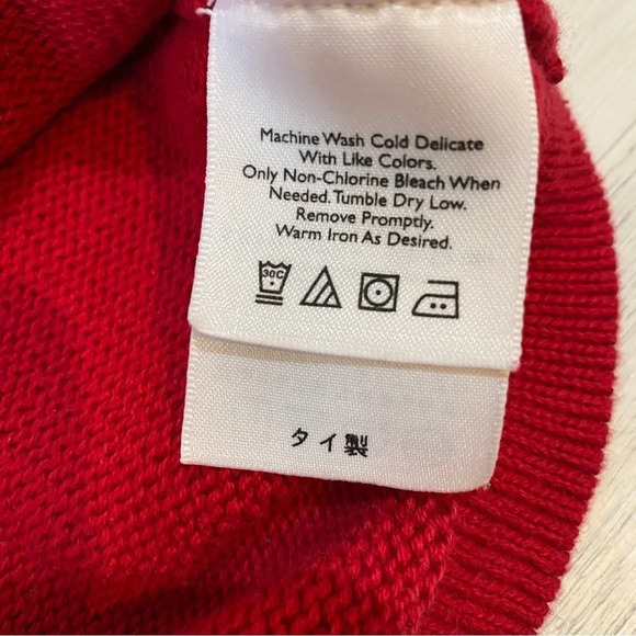 Eddie Bauer Vintage S Boat Neck Fairisle Red/Black Sweater 100% Baumwolle - Picture 13 of 14